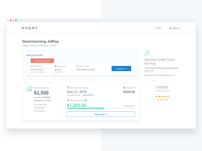 My Account Homepage dashboard loan loan application my account progress