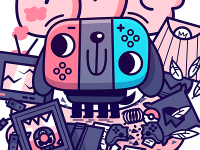 BAD DOG bad dog character design dog gamer gaming nintendo pooch switch vector