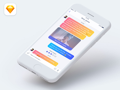 Message App (Sketch Freebie) 2d app black mirror design flat sketch ui ux web