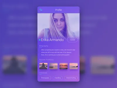 Profile Page photographer portfolio profile tags
