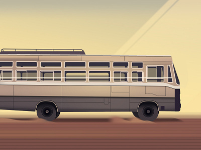 Bus adventure colorful discovering futur illustration nature panorama travel trystram