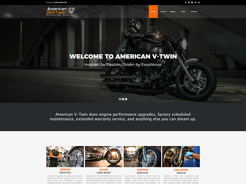 Example of American V-Twin Website Mockup