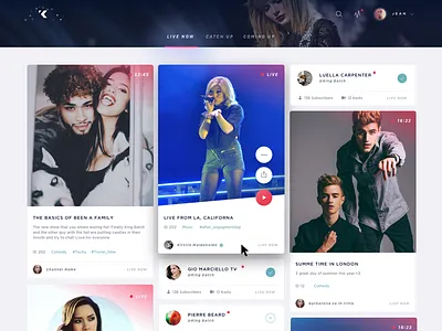 Kastr- Landing page Desktop card cards epg hover landing page live livestream web page