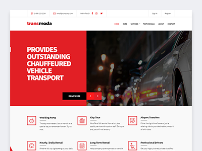 Car Rental and Travel car landing transport web