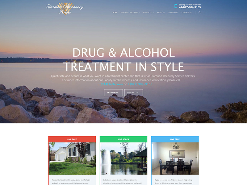Example of Diamond Recovery Service Website Mockup