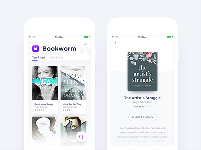 Free books app design exploration android app books details home screen ios library list navigation search social