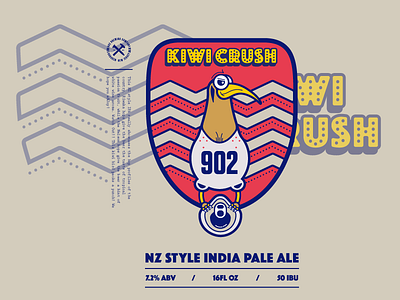 Kiwi Crush Beer Label beer bird blue illustrator ipa label new zealand red vectors wip