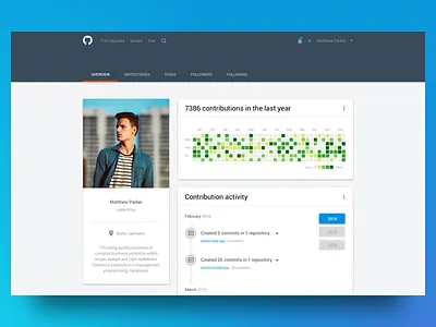 Github Profile Re-design github material mobile re design responsive sketch ui ux