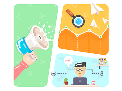 Marketing flat illustration marketing working