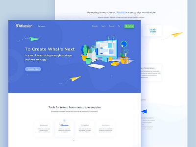 Atlassian || Landing Page. atlassian clean design flat landing page light minimal ui ux web white