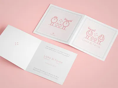 Twins! announcement baby birth birth card card illustration line illustration moose pink print twins