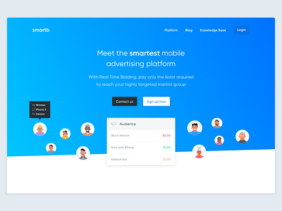 Smartb Marketing Site blue gilroy hero illustration interaction interface landing page ui ux