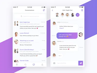 Social App - Conversations app chat clean conversation design ios message minimal mobile social ui ux