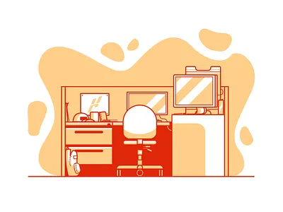 My Desk desk illustration student vector