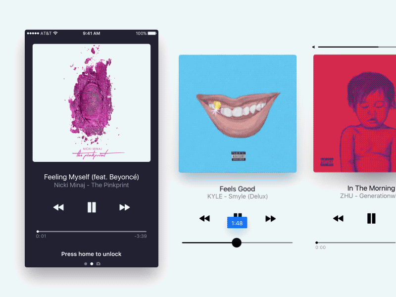 Music Lockscreen animation concept design interaction ios lockscreen music player ui ux