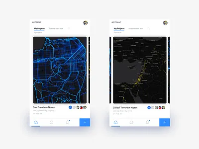 Notemap for İOS collaborators dashboard data gis interaction ios map mobile note ui user interface ux