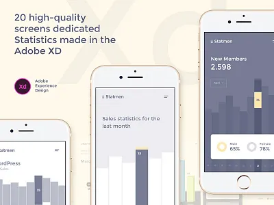 Statmen XD iOS Ui Kit - Statistic adobe xd ios mobile screens statistics ui kit