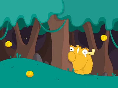 Don't be shy! cartoon flat design forest illustration monster pixel wild