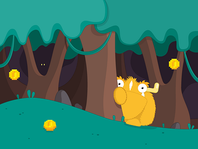 Don't be shy! cartoon flat design forest illustration monster pixel wild