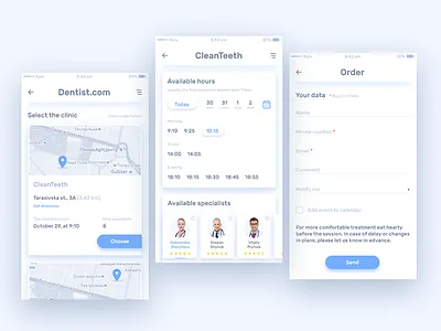 Dentist online reservation app b2c booking business dentist interface medicine order product ui ux web