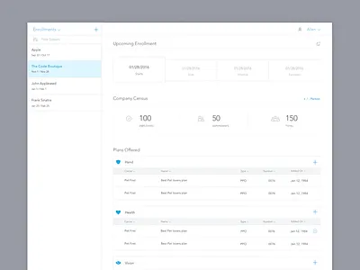 Adding Plans to a Company's Insurance Enrollment comparison dashboard enrollment insurance plans