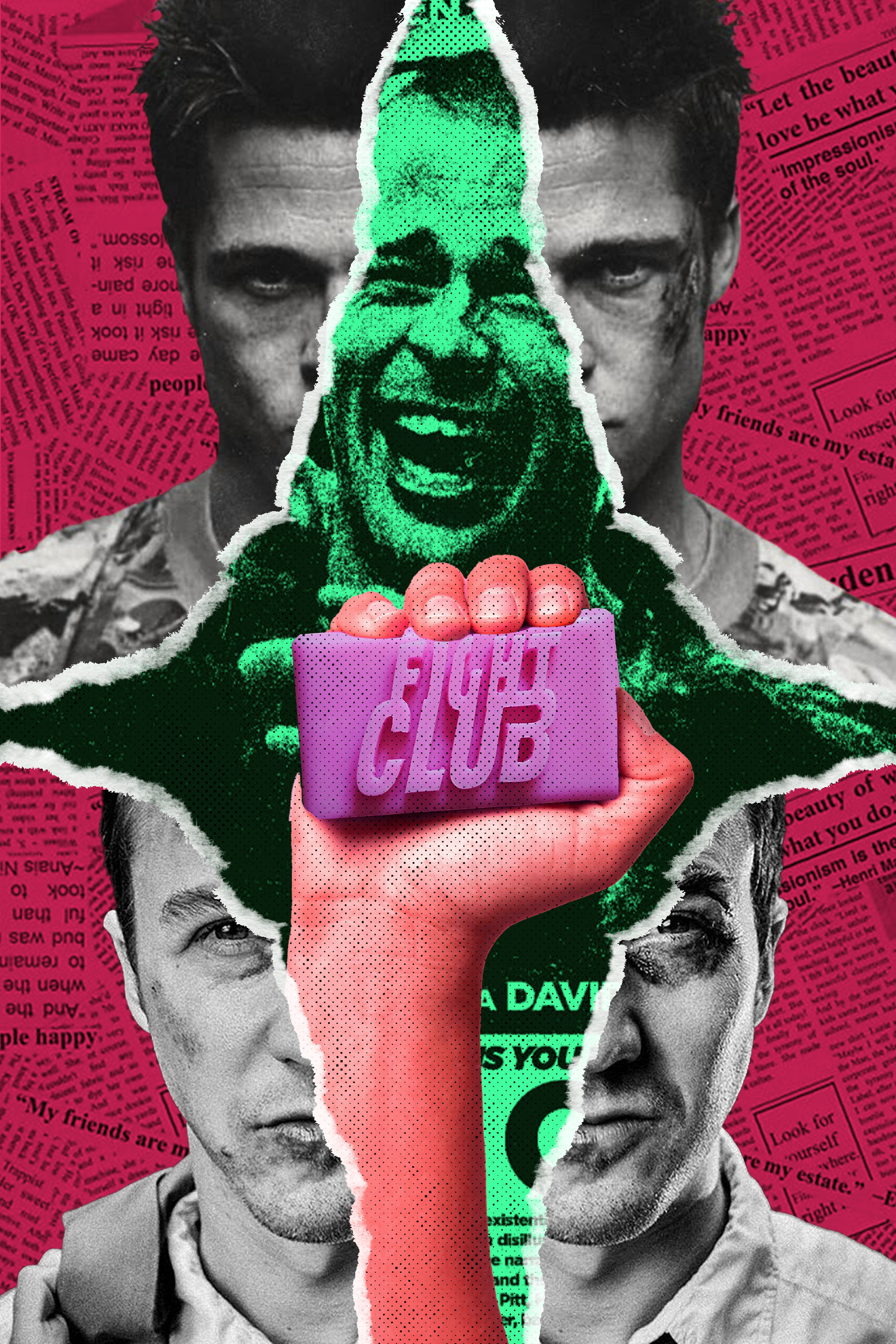 Fight Club Digital Art brad pitt fan art cinema art design edgy design fight club fight club art fight club fan art grunge design minimalistic design movie poster photoshop poster design torn paper design tyler durden