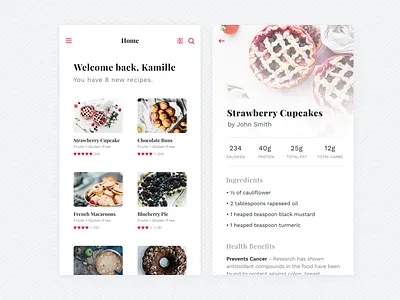 Food Recipes App clean food ingredients ios iphone recipes simple typography ui ux