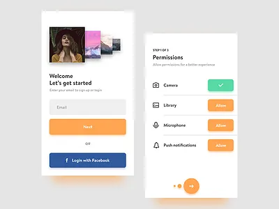 OnBoarding Redesign account app clean create email login mobile permission process signup step welcome