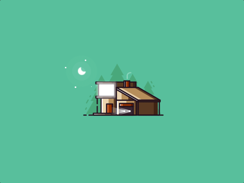 Swing House 2d animation animator gif house loop motion motion graphic tree