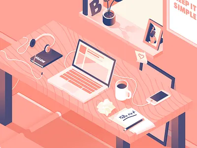 Workspace - illustration desk illustration iphon mac simple to do workspace
