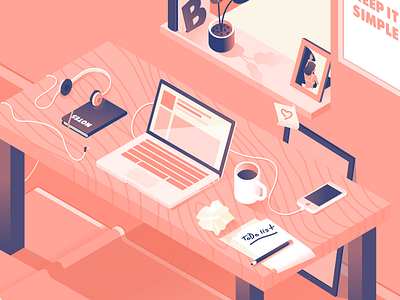 Workspace - illustration desk illustration iphon mac simple to do workspace