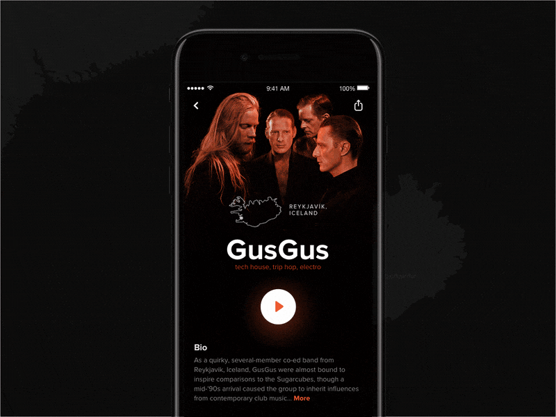iOS Music App Prototype animation app gif interaction ios iphone music principle prototype ui ux