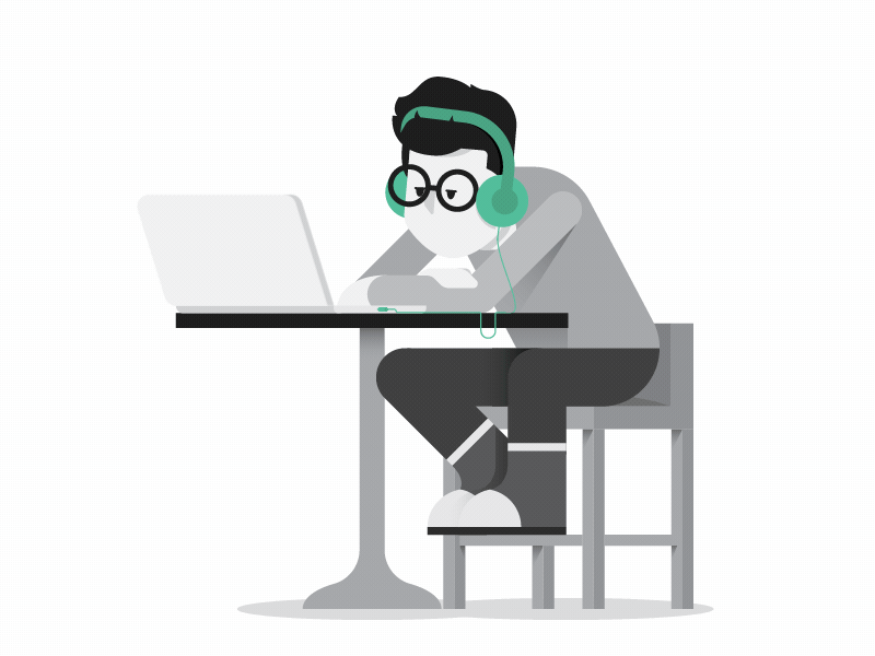Time to work... 2d animation animator boy character flatstyle man