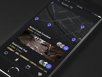 Hiking & Running Trail Search app clean dark hiking light map mobile running search trail