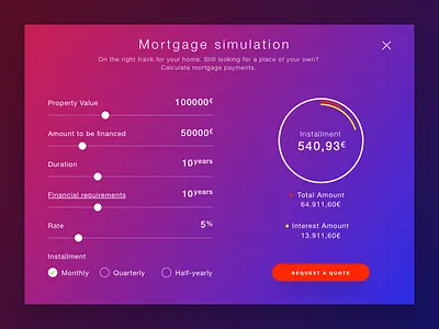 Mortgage simulation administration application dashboard design google gui interface material monitoring satistic ui web