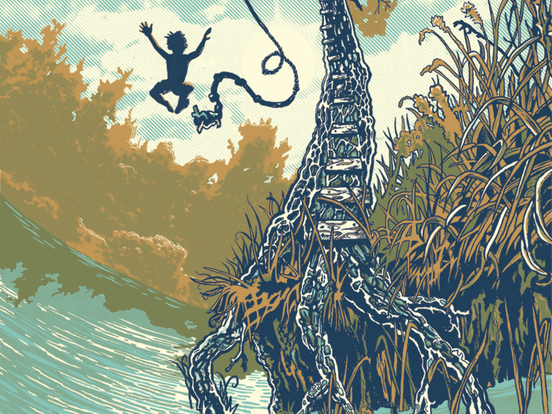 Dog Days of Summer fall mipso rope swing screen print summer swimming hole