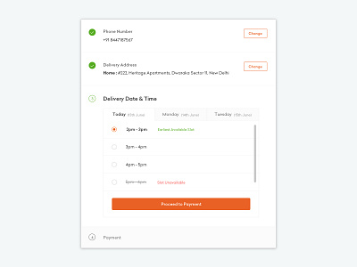 Checkout Process accordion card checkout delivery e commerce otp payment slots steps verification web