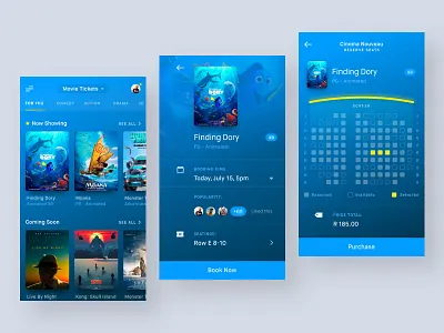 Cinema App UI app betraydan blue cinema clean design mobile movie ui ux