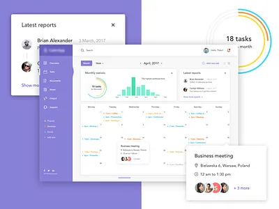 Tasks page calendar view calendar dashboard fireart fireart studio statistics tasks ui ux web app