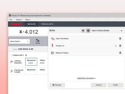 Parlec P7 Echo application automation interface manufacturing product tool ui ux