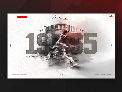 Muhammad Ali Landing Page boxing illustration layout muhammed nav photoshop psd typography ui ux web