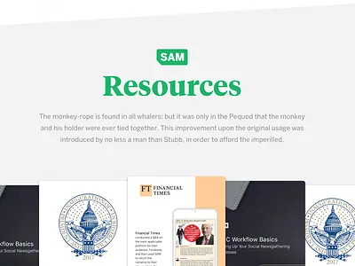 SAM : Resources design landing pages marketing design ui user experience user interface ux website design