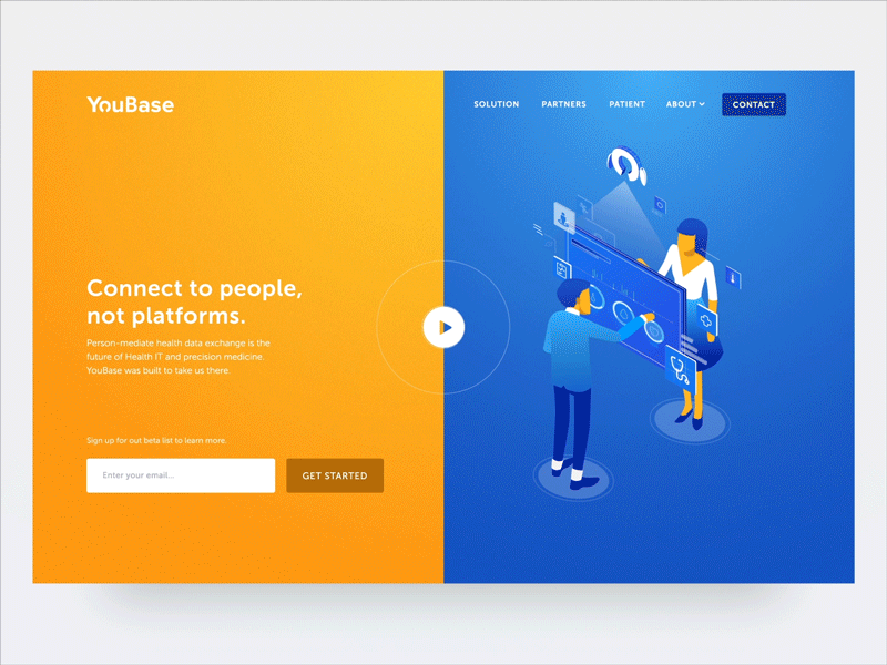 Youbase Landing Page connect data gif health home illustration information landing page redesign robot vietnam website