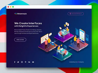 Metamorpix Temporary Site colorful design gradient hero illustration isometric landing landing page metamorpix ui vibrant website