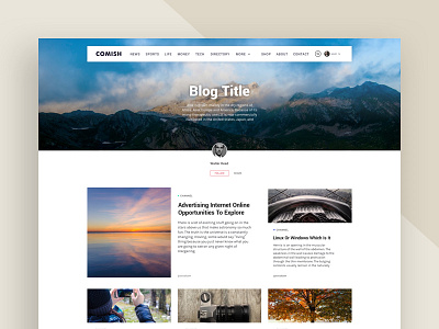 Comish Theme | Blog Landing Page blog card clean design grid interface theme ui ux web