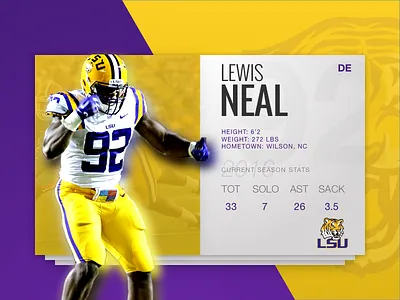 Daily UI Challenge #001 football playercard ui