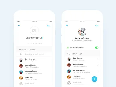 Create Group & View Group Details Views android chat communication conversation group inbox ios message messenger navigation social