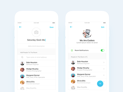Create Group & View Group Details Views android chat communication conversation group inbox ios message messenger navigation social