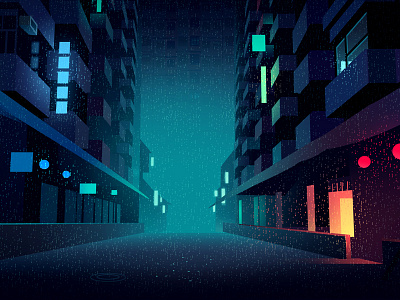 GONE.23 city drive futur gone illustration light neon rain retro traveli