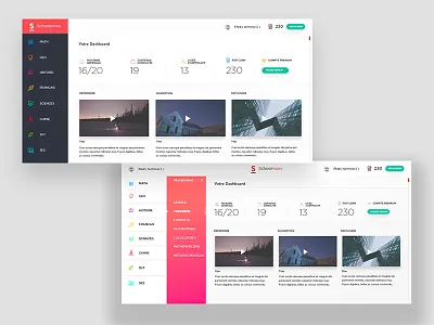 Schoolmouv Dashboard app architecture dashboard design menu minimal school ui ux web design website white